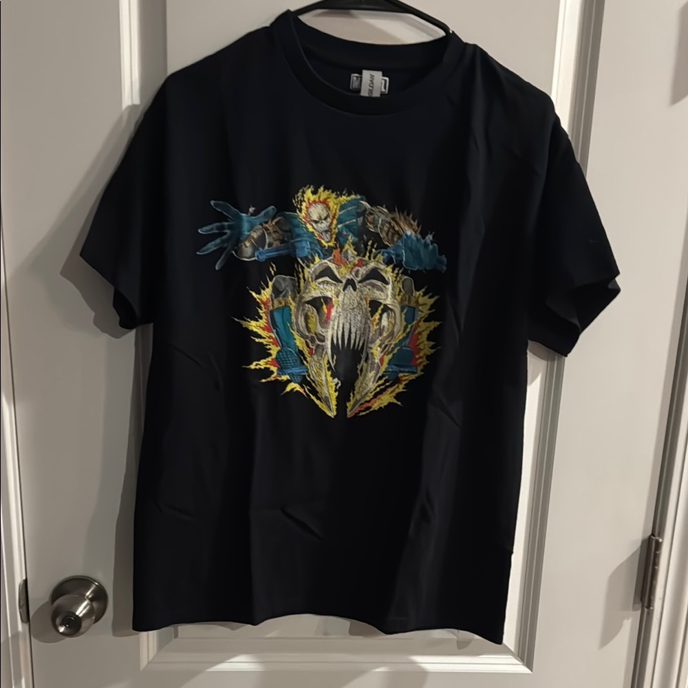Black Graphic Ghost Rider Marvel Crew Neck T-Shirt